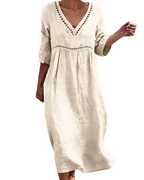 Natalie Vestito Donna Midi – Stile Boho, Scollo a V, Coulisse & Tasche