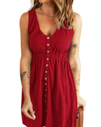 Rochie de vară de damă Claire – Decolteu în V, croială în A cu buzunare și talie elastică