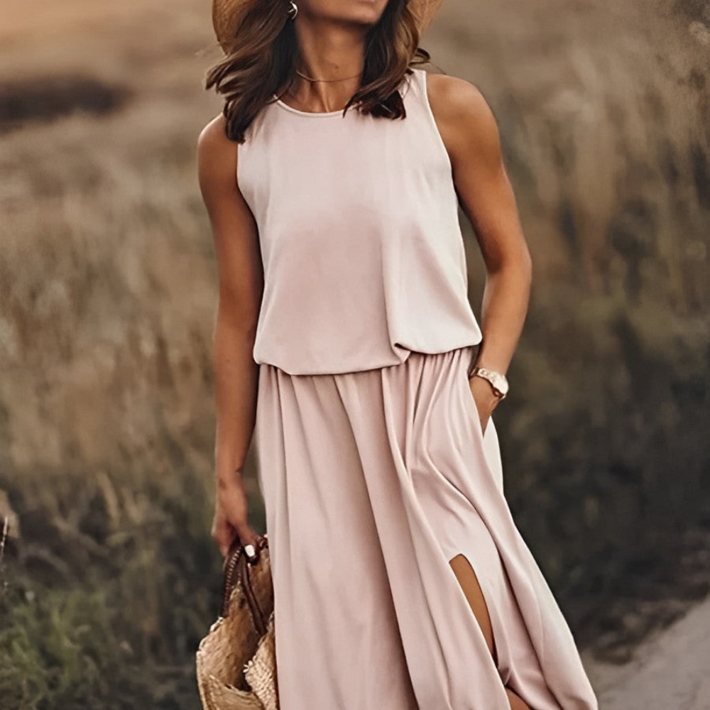 Falisha Abito Donna Lungo – Vestito Estivo Senza Maniche, Colorato, Elegante Casual