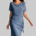 Jirdine Robe Femme Élégante – Robe Sculptante Midi, Design à Volants, Chic Décontracté