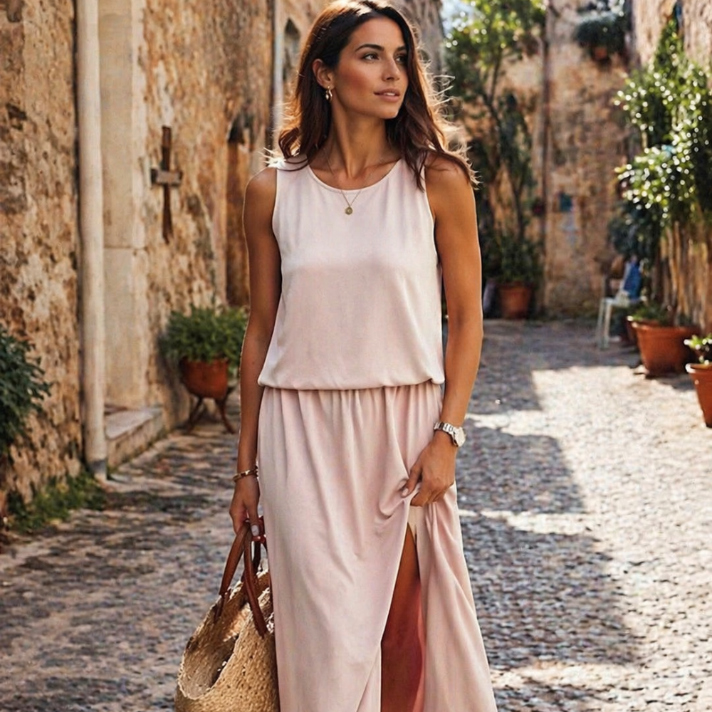 Falisha Abito Donna Lungo – Vestito Estivo Senza Maniche, Colorato, Elegante Casual