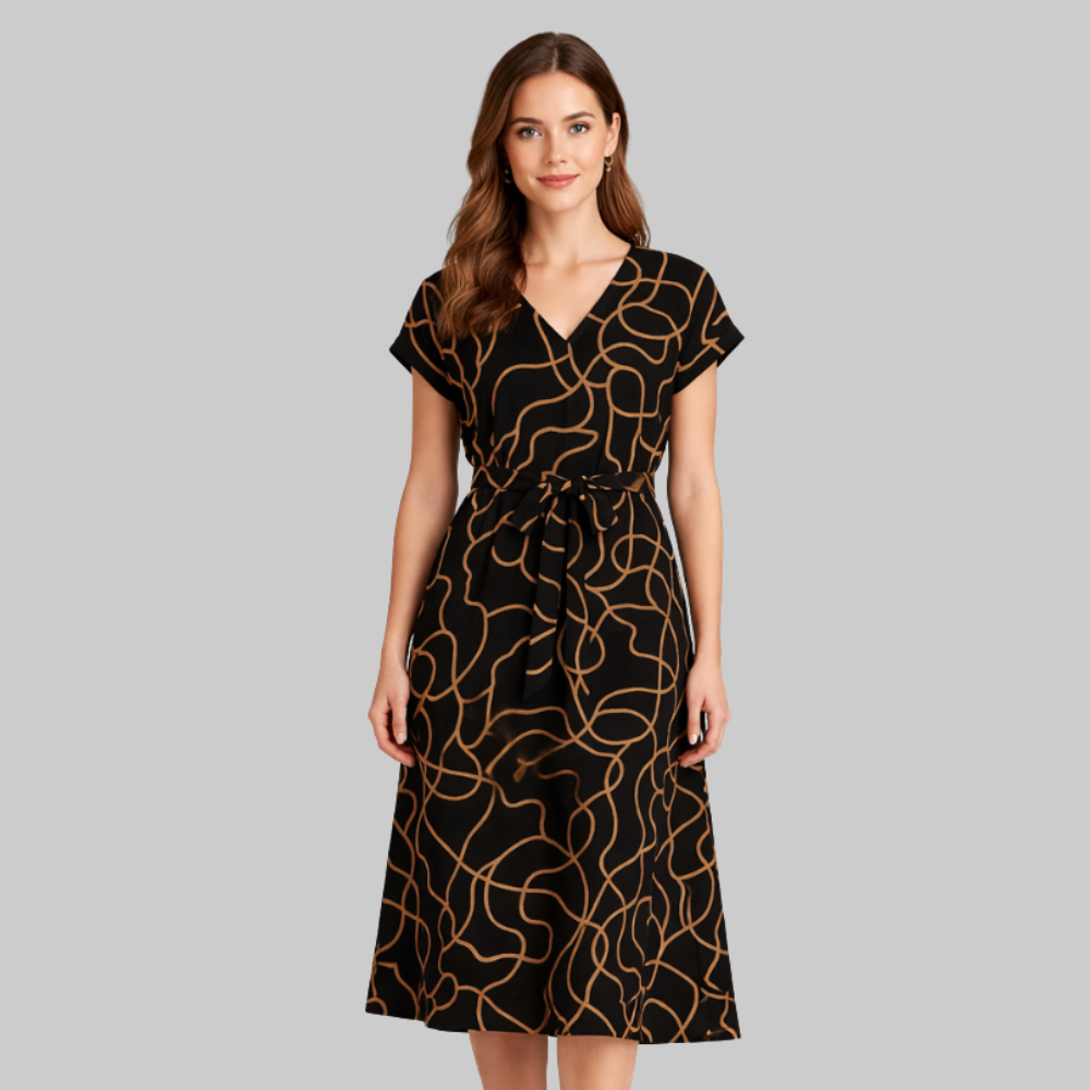 Elena Robe Maxi Femme Élégante – Robe longue fluide col en V style polyvalent