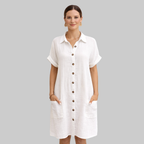 Eloise Abito Donna Mini Estivo Vintage – Vestito Cotone Lino con Scollo a V