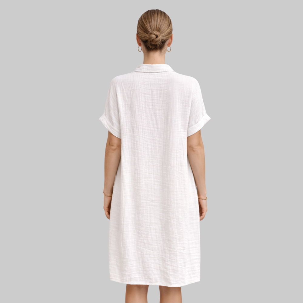 Eloise Abito Donna Mini Estivo Vintage – Vestito Cotone Lino con Scollo a V