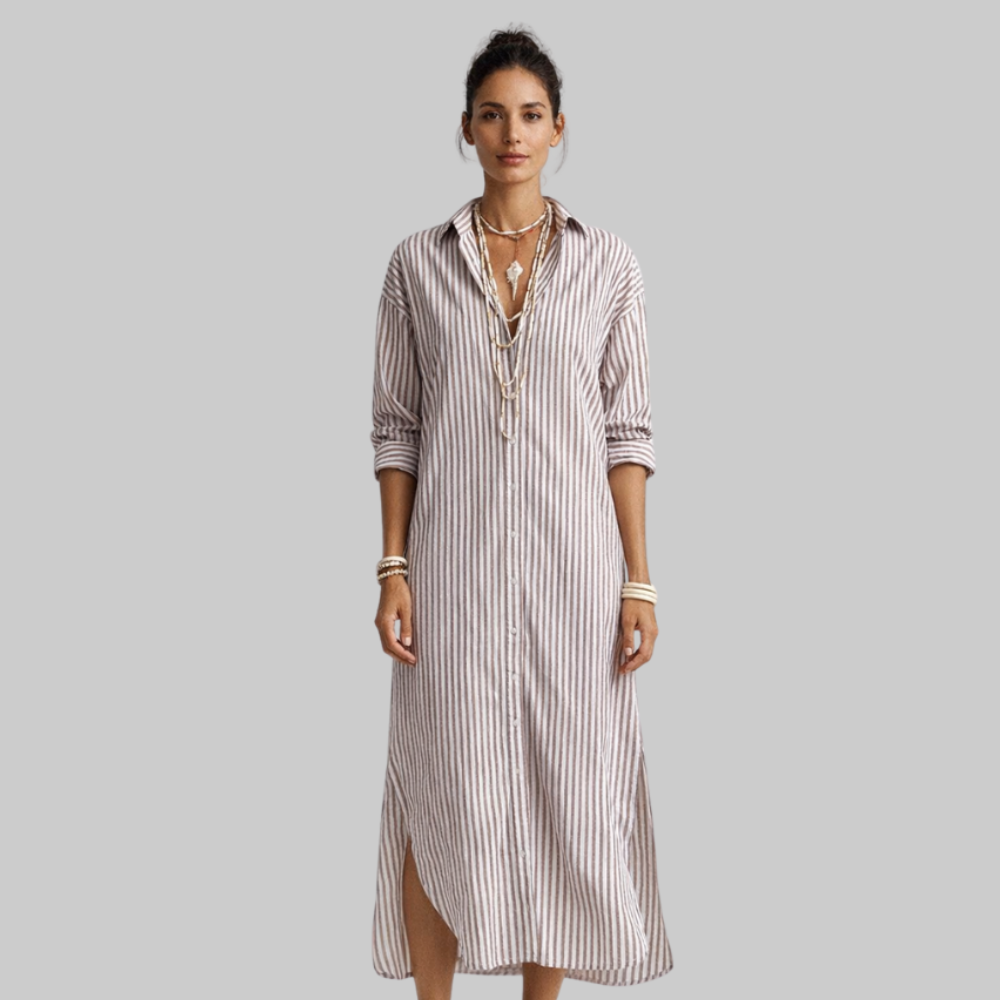 Elyra Abito Donna Elegante – Vestito Fluido Scollo V con Cintura Casual Chic