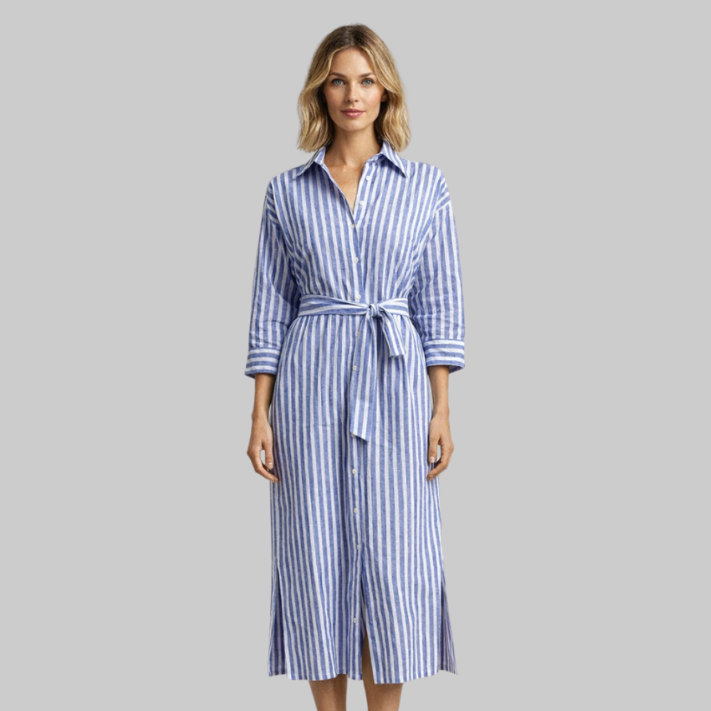 Elyra Abito Donna Elegante – Vestito Fluido Scollo V con Cintura Casual Chic