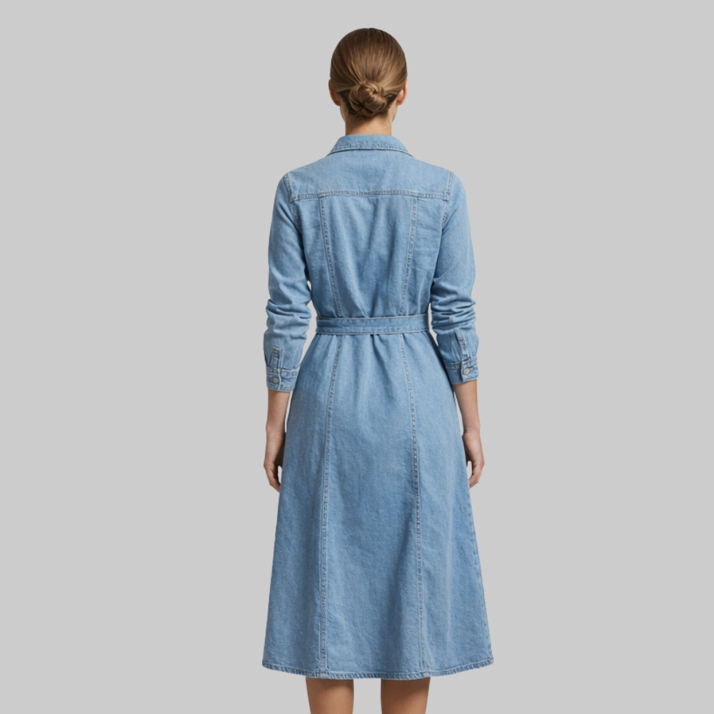 Emily Robe Femme Denim d'été – Robe douce avec boutons style casual chic