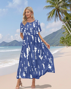 Maya Vestido Maxi para Mujer – Vestido Floral de Algodón con Bolsillos y Tirantes Ajustables