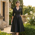 Audrey Robe Femme Midi Portefeuille – Col Revers, Jupe Plissée Élégante Vintage