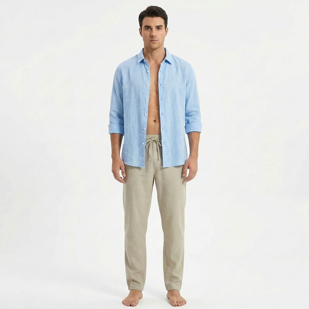 Luca Pantalones Hombre de Verano – Cintura con Cordón, Ajuste Slim al Tobillo Casual Chic