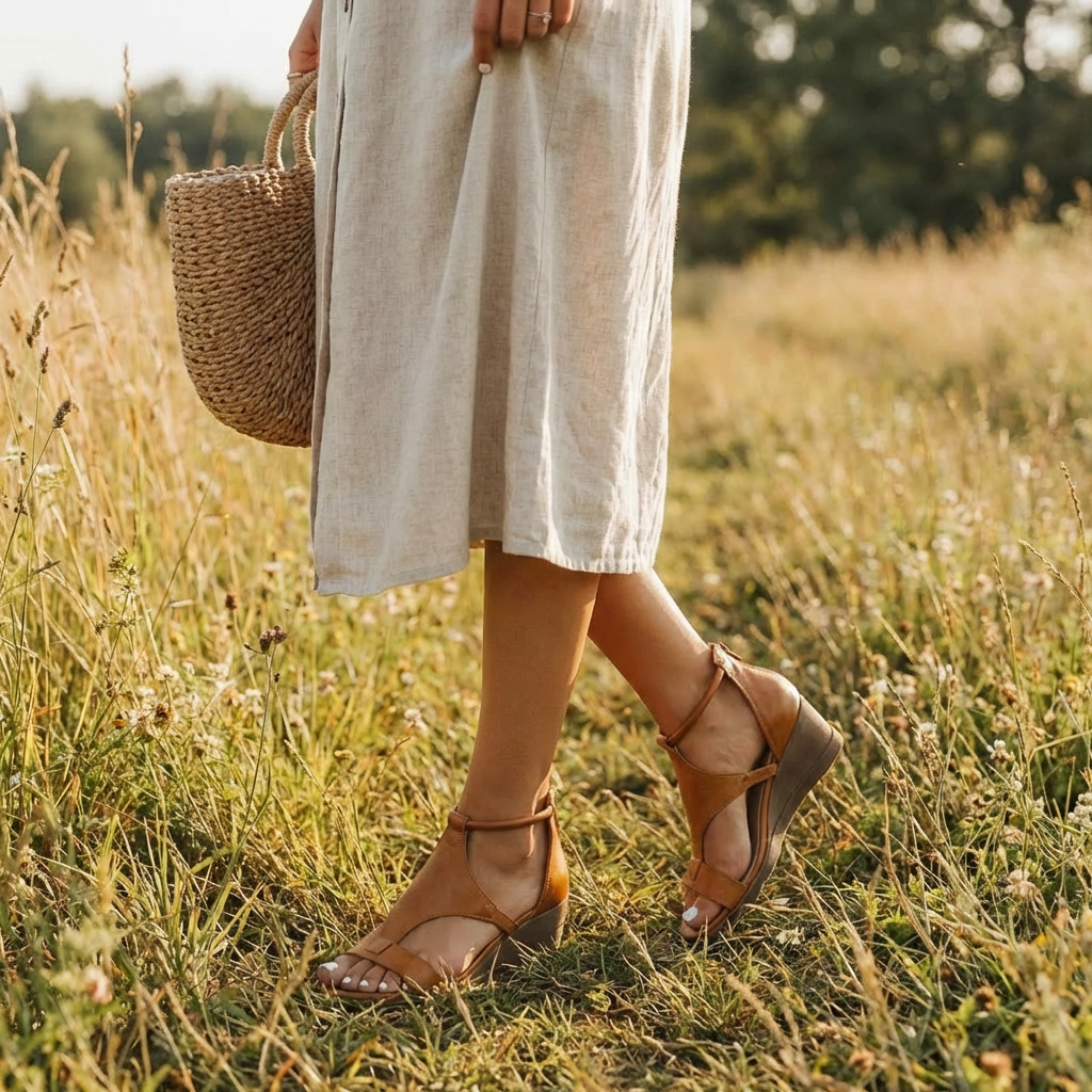 Valeria Women's Wedge Sandals – Ankle Strap, Open Toe, Elegant Summer