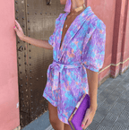 Chiara Tuta Donna Corta – Scollo V, Cintura con Fiocco Elegante Casual