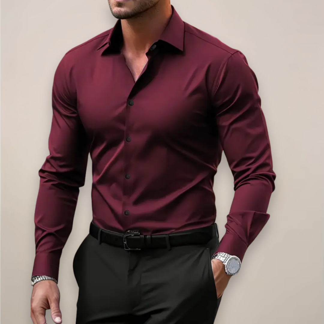 Javier Men's Elegant Shirt – Slim Fit Long Sleeve Shirt, Classic Collar