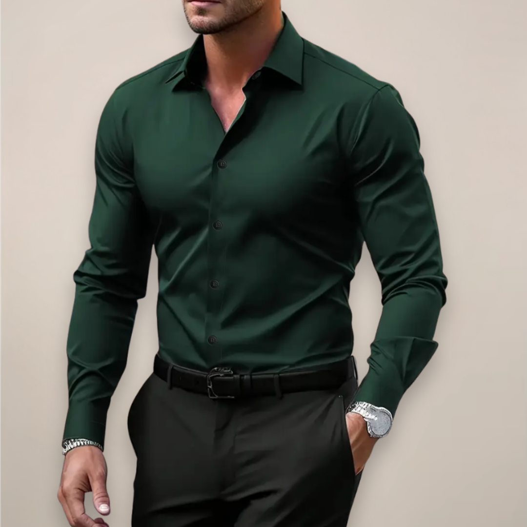 Javier Men's Elegant Shirt – Slim Fit Long Sleeve Shirt, Classic Collar