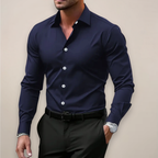 Javier Camisa Elegante de Hombre – Camisa Slim Fit de Manga Larga, Cuello Clásico