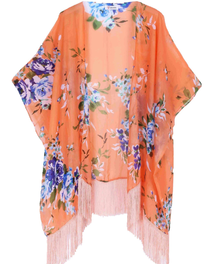 Isabel Kimono Dámsky – Plážový prehoz z boho šifónu oversize s predným rozparkom