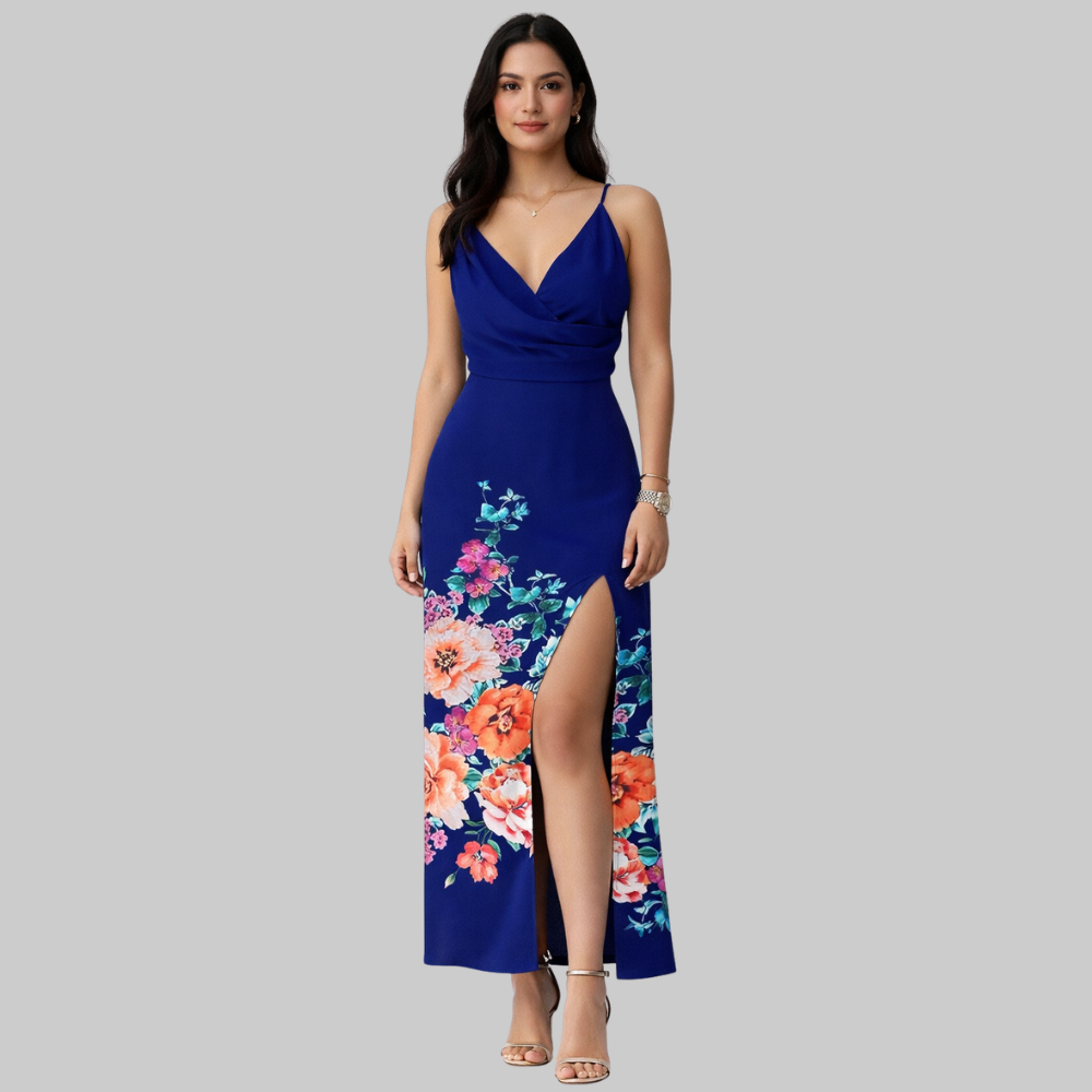 Lanie Vestido Slip Dress Elegante de Mujer – Vestido con Escote Profundo y Abertura