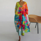 Arian Robe Femme d'Été – Robe Colorée Col V, Fluide, Décontractée Chic Jour Soir