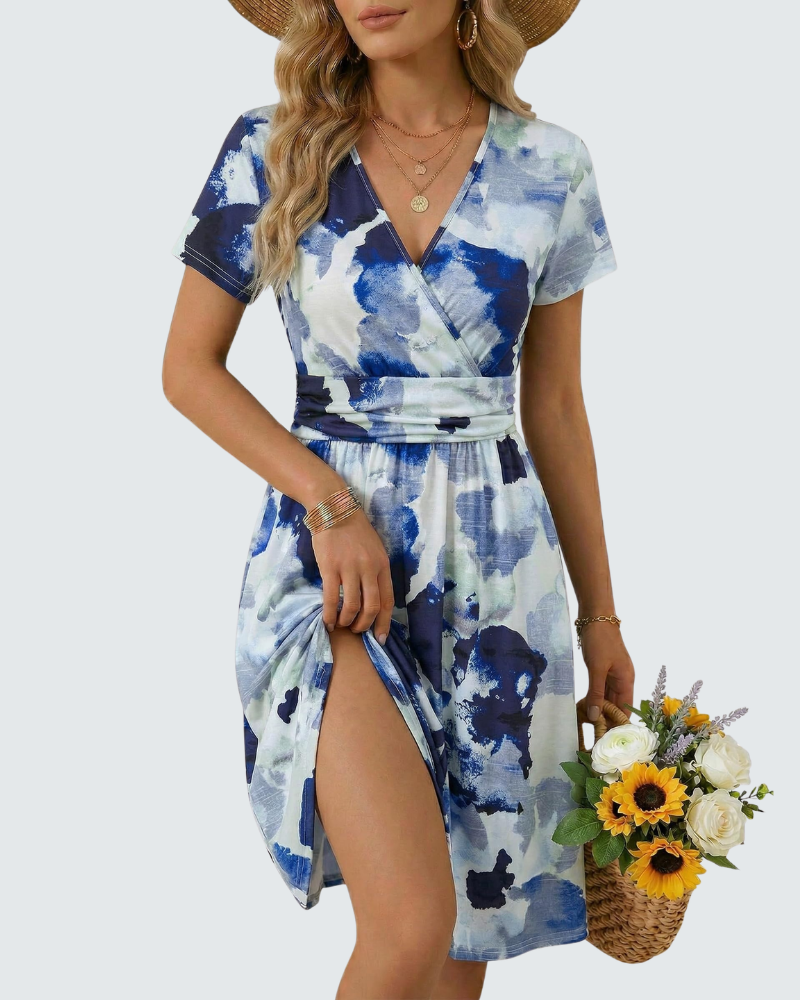Lily vestido de verano para mujer – vestido midi floral con escote en V y bolsillos