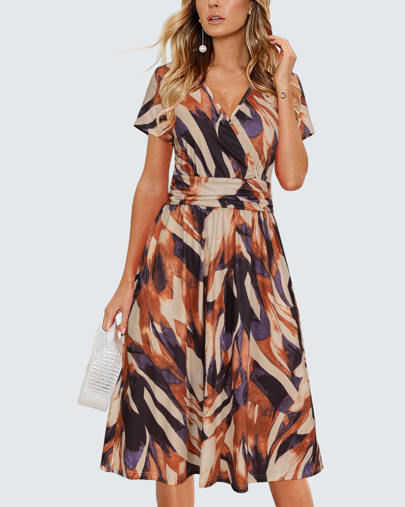 Lily vestido de verano para mujer – vestido midi floral con escote en V y bolsillos