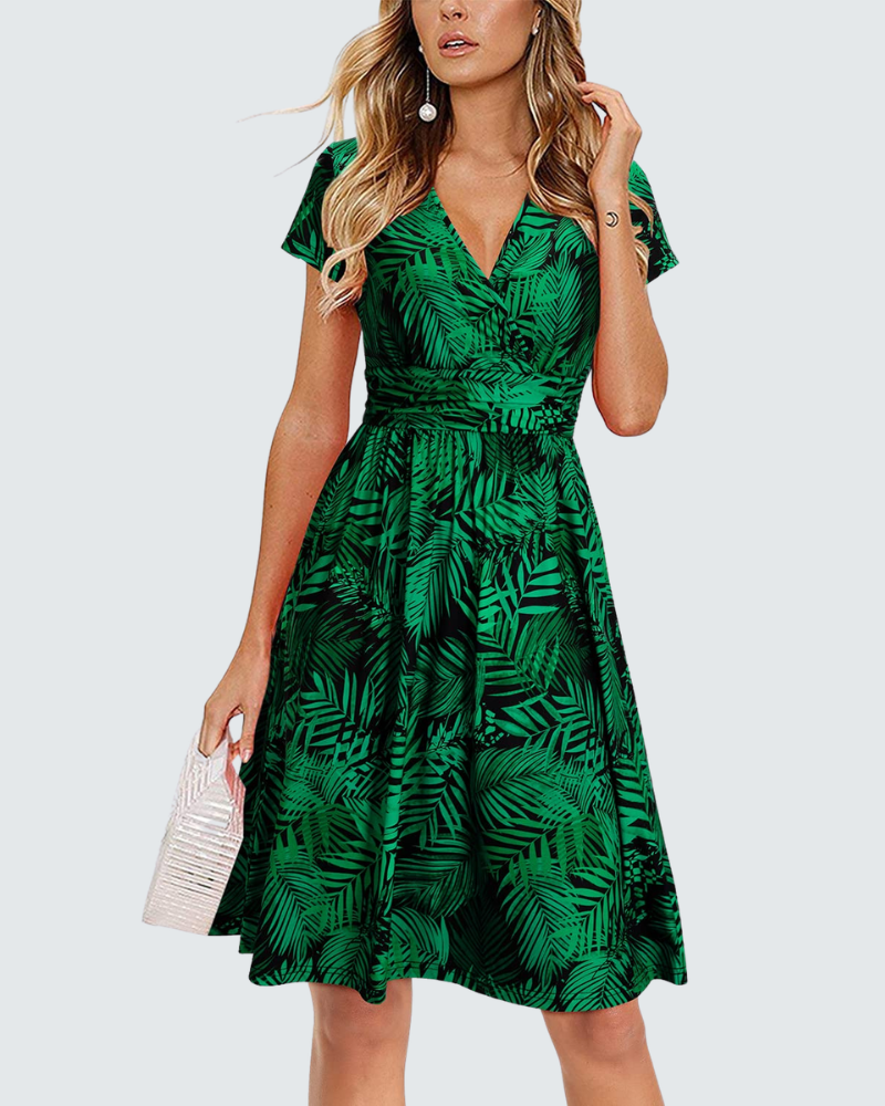 Lily vestido de verano para mujer – vestido midi floral con escote en V y bolsillos