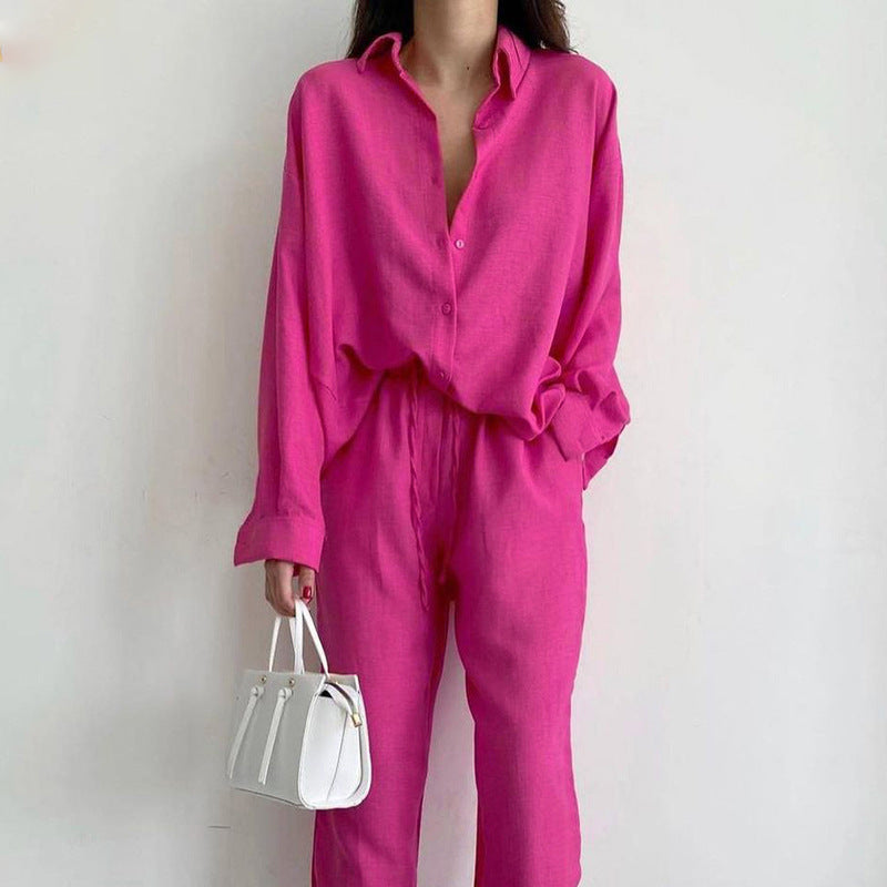 Ensemble Lisa Femme Lin – Tenue d'été Deux Pièces, Pantalon Palazzo, Taille Ajustable