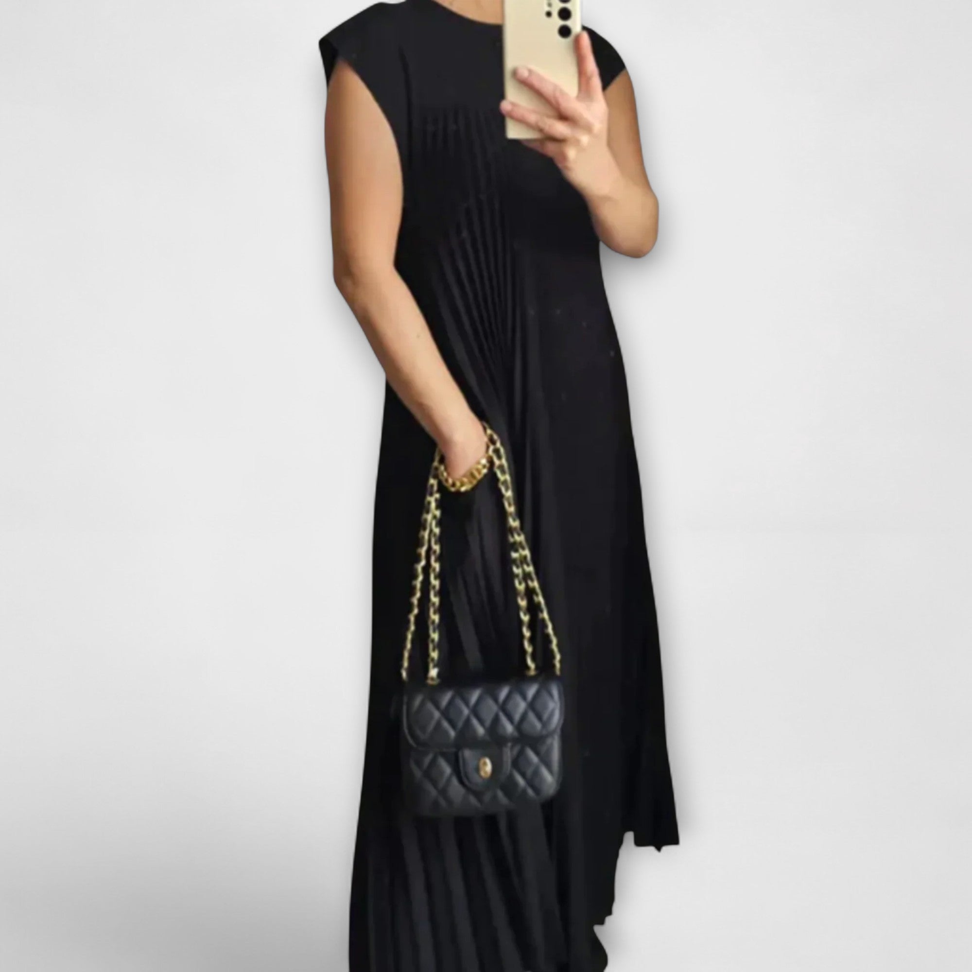 Lucresia Abito Donna Midi Plissé – Vestito A-Line, Maniche Volant Elegante Casual