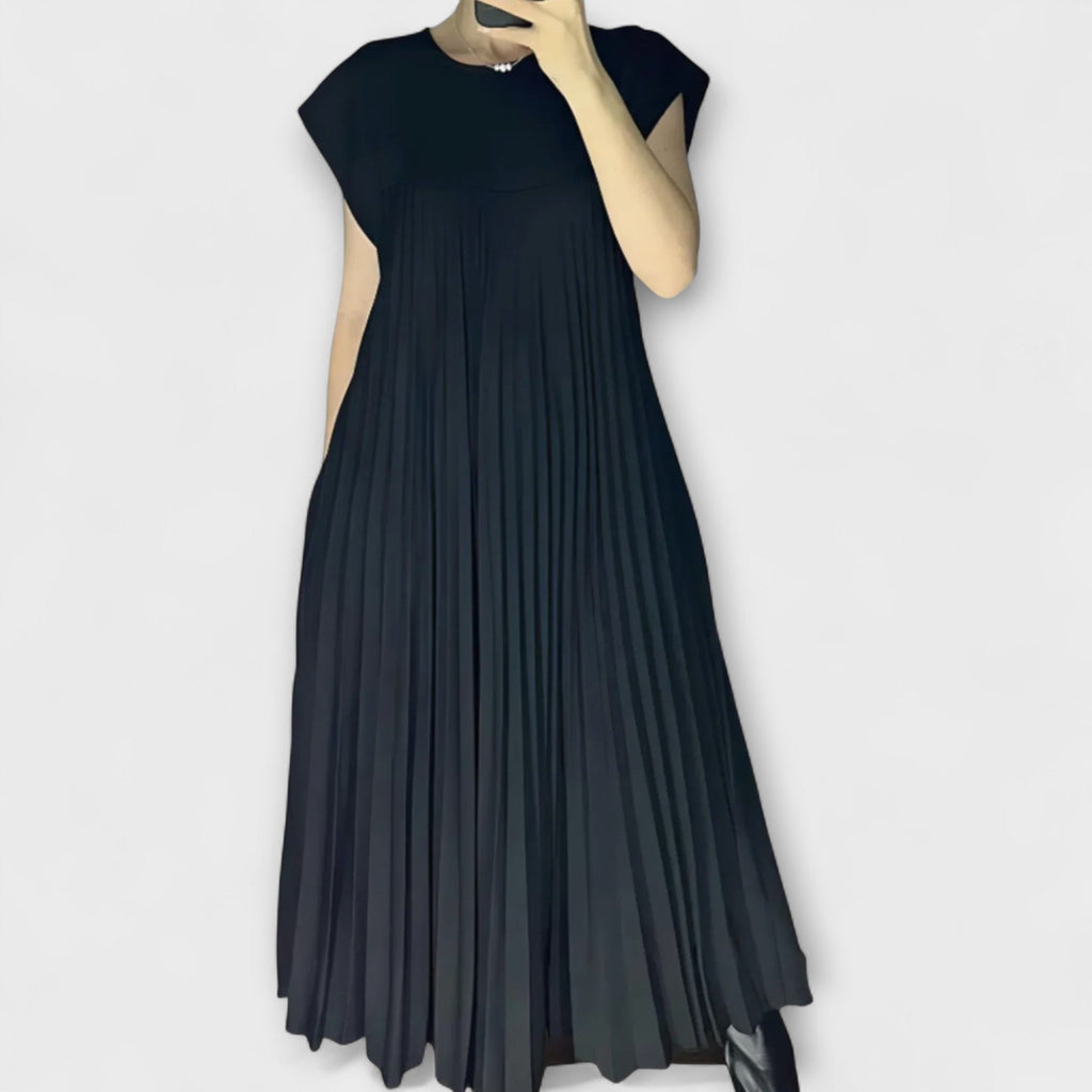 Lucresia Abito Donna Midi Plissé – Vestito A-Line, Maniche Volant Elegante Casual