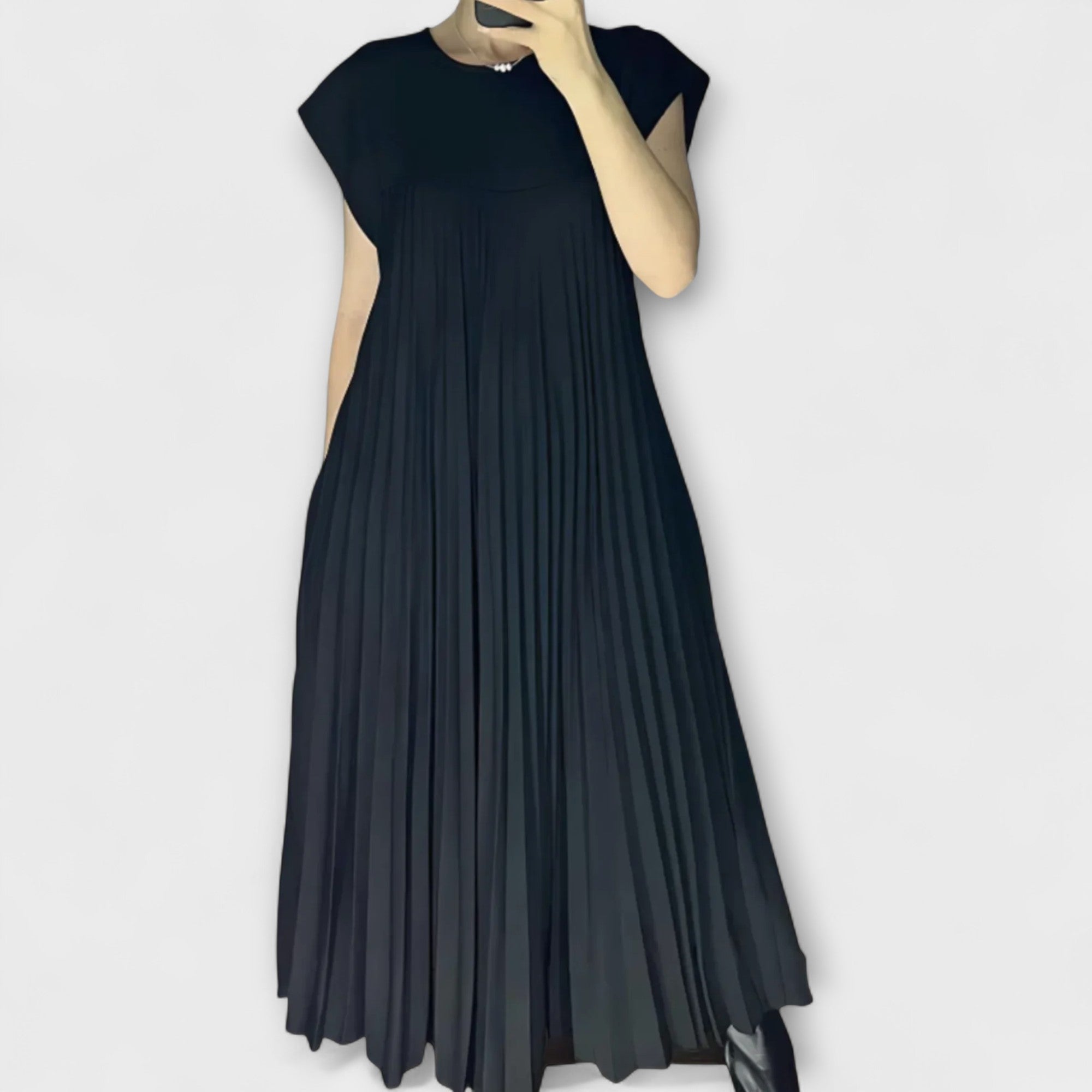 Lucresia Abito Donna Midi Plissé – Vestito A-Line, Maniche Volant Elegante Casual