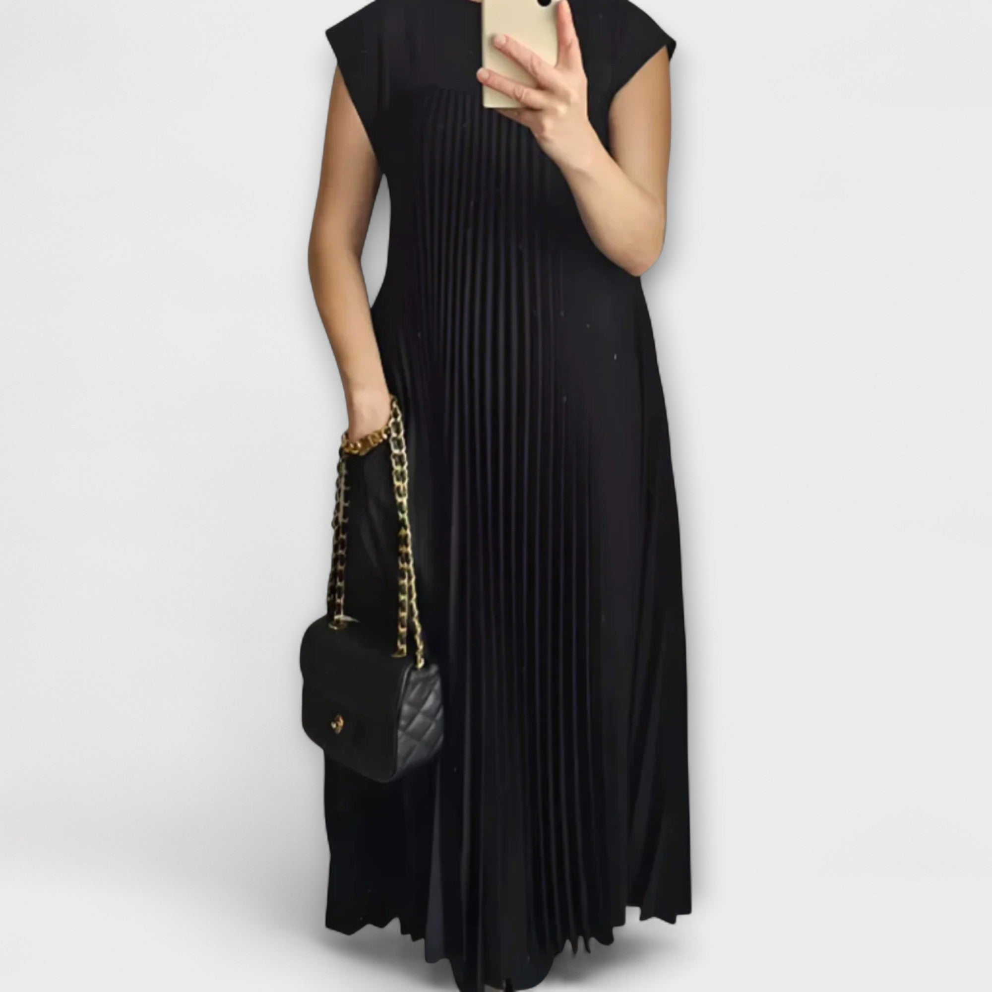Lucresia Abito Donna Midi Plissé – Vestito A-Line, Maniche Volant Elegante Casual