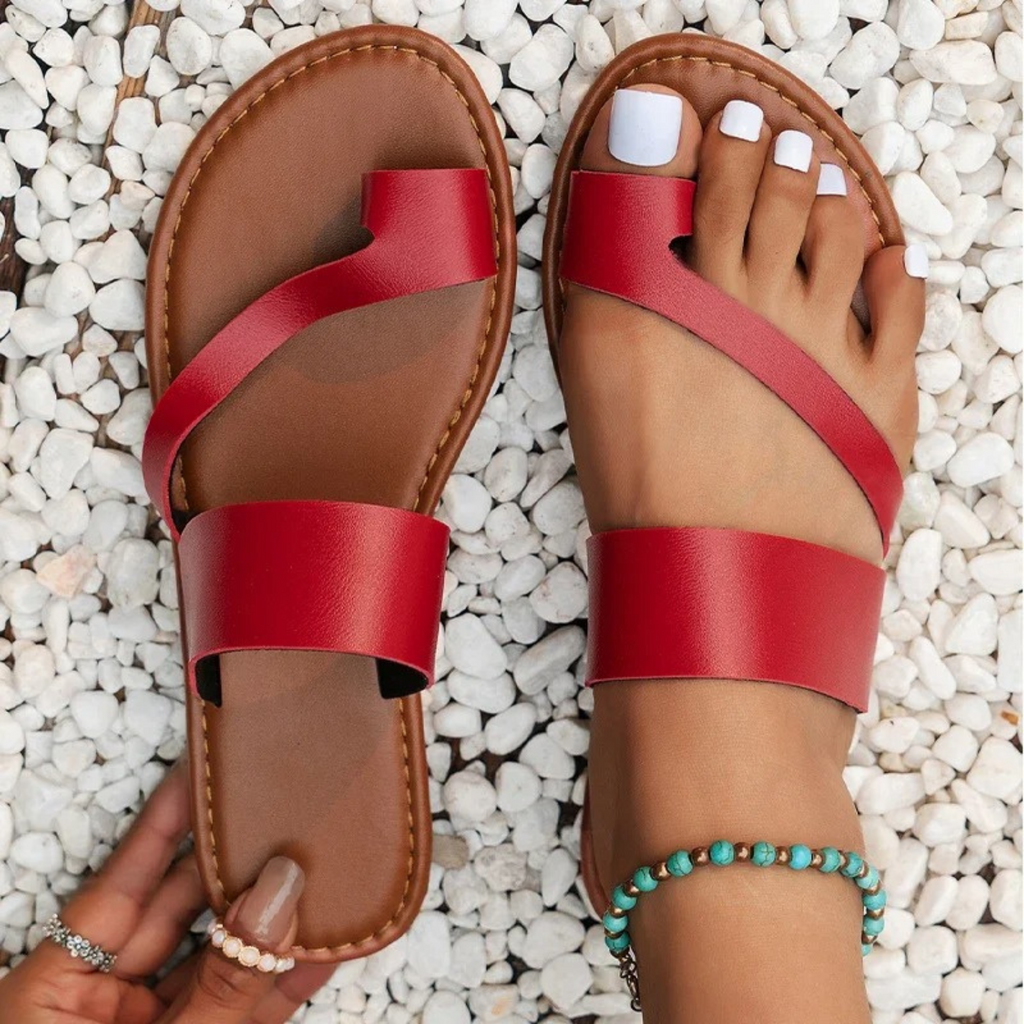 Sandales Valeria Femme – Style Bohème Rouge, Support de Voûte Confort d'Été