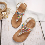 Giulia Sandalias Mujer con Perlas – Correa en T, Suela Flexible Elegante de Verano