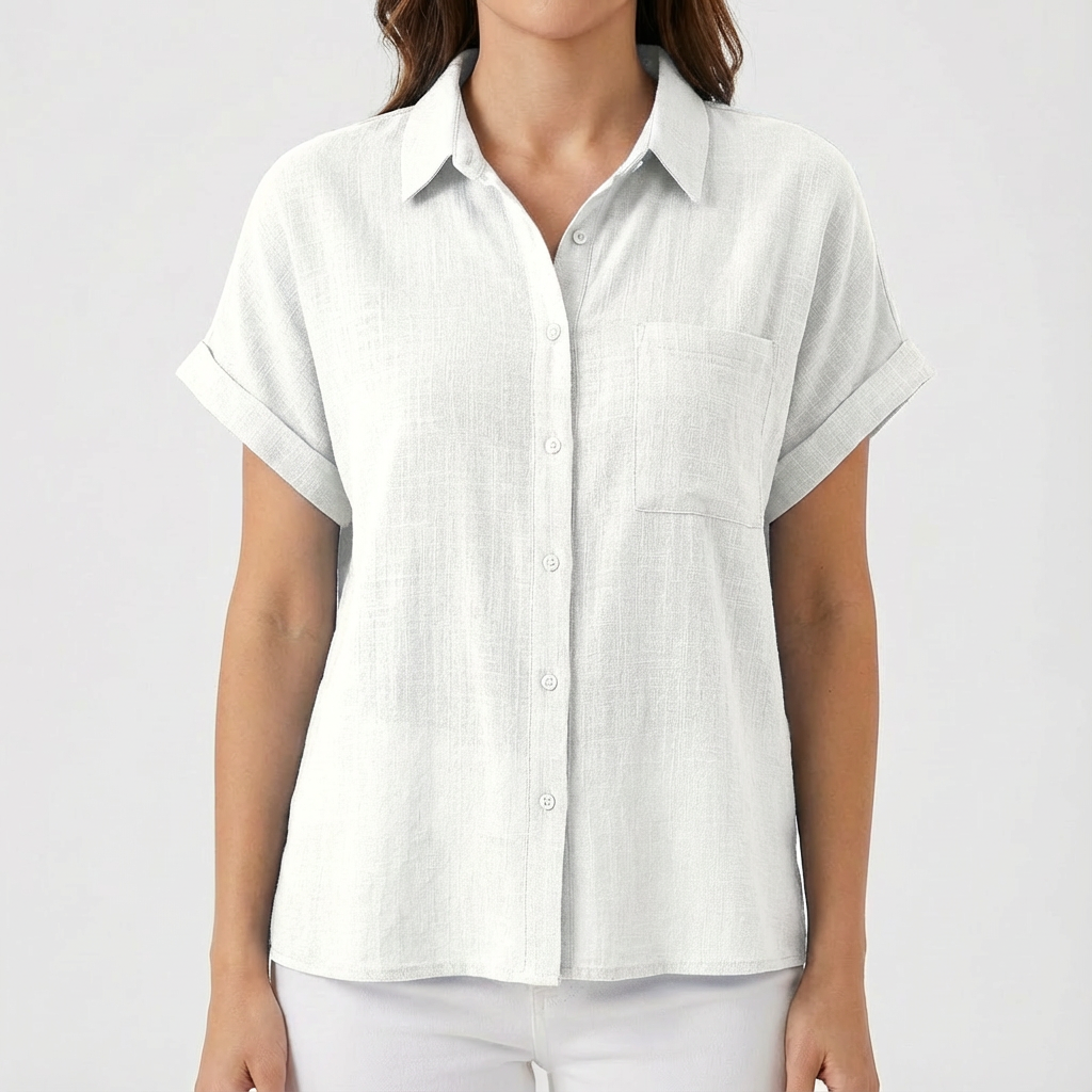 Donita Camicia Donna Estiva – Maniche Corte Arrotolate, Fit Morbido Casual Chic