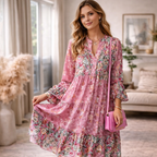 Pascale Vestito Maxi Donna – Boho Floreale, Linea Fluida & Stile Elegante Estivo