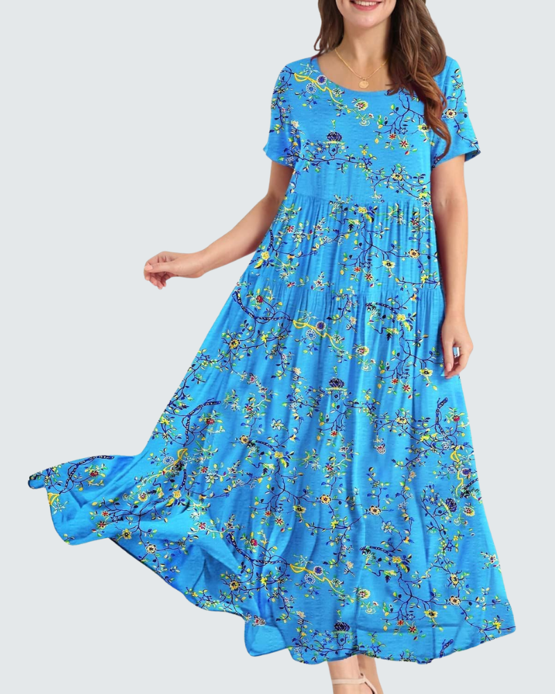Madison Women's Maxi Dress – Boho Cotton Dress with Floral Print and Pockets