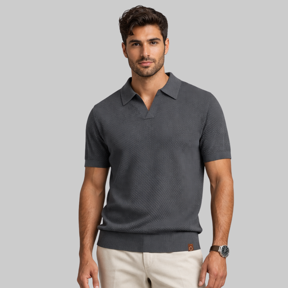 Marco Polo Hombre Estructurada – Camiseta Elegante con Cuello Abierto y Ajuste Moderno