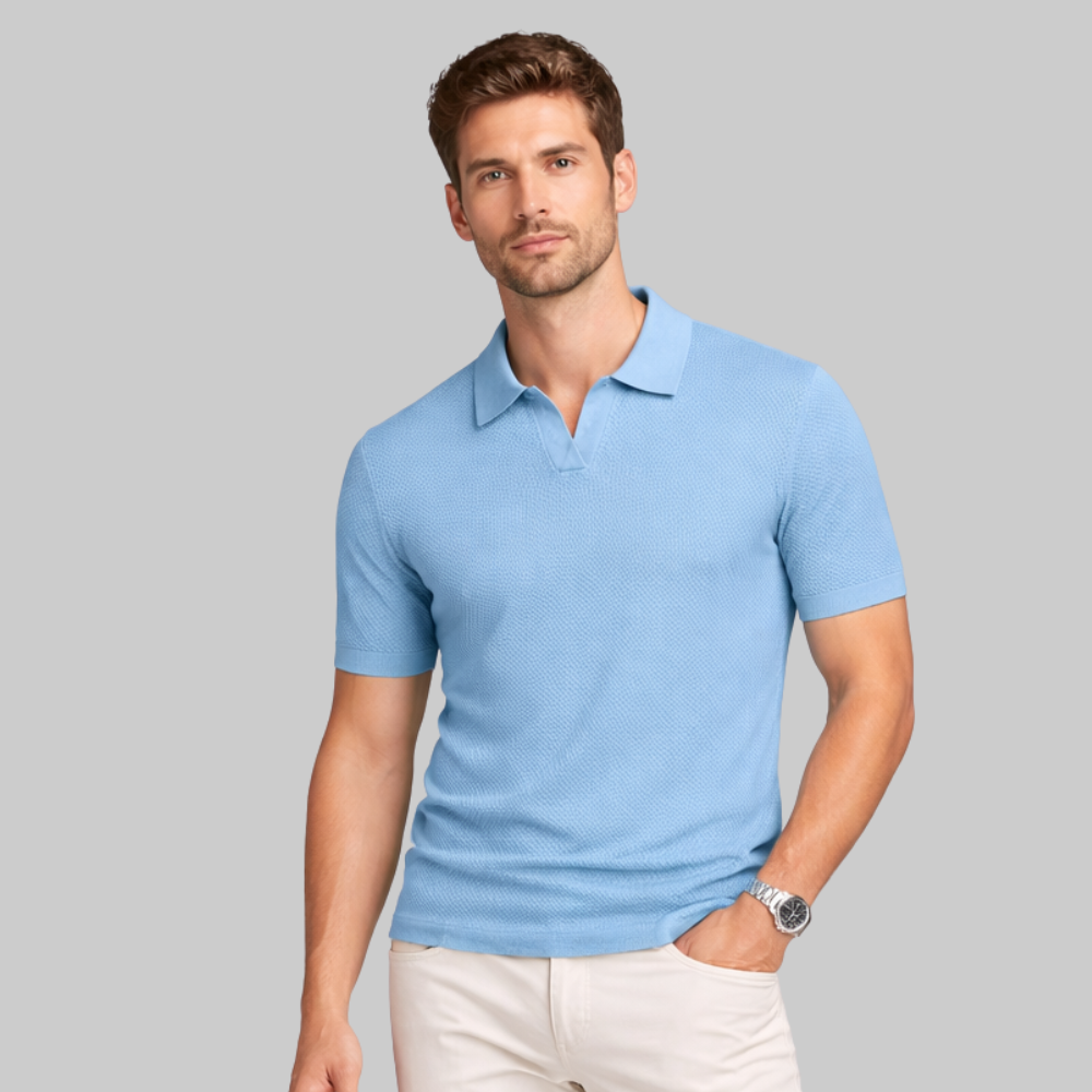Marco Polo Hombre Estructurada – Camiseta Elegante con Cuello Abierto y Ajuste Moderno