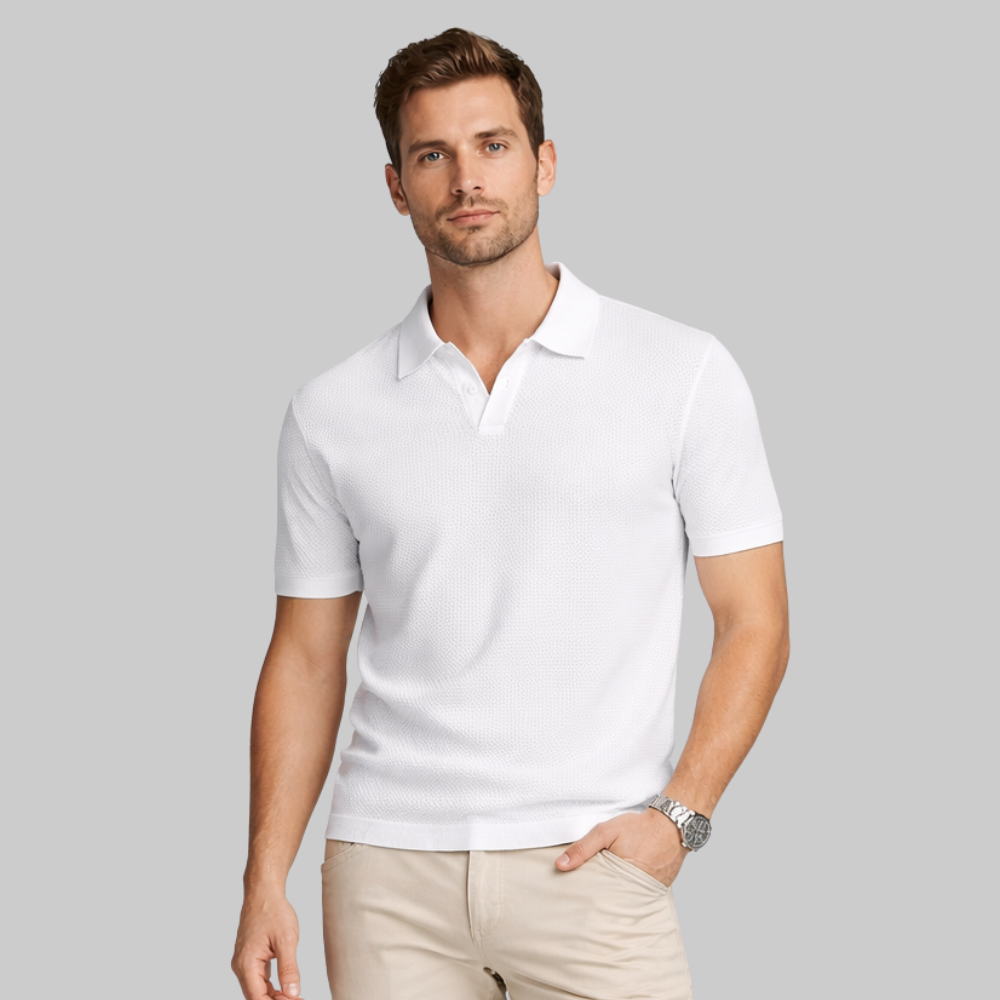 Marco Polo Hombre Estructurada – Camiseta Elegante con Cuello Abierto y Ajuste Moderno