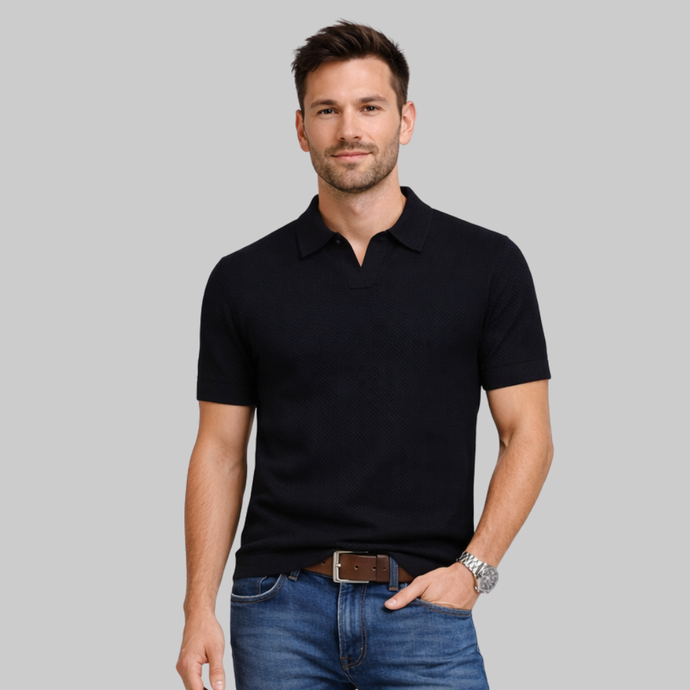 Marco Polo Hombre Estructurada – Camiseta Elegante con Cuello Abierto y Ajuste Moderno