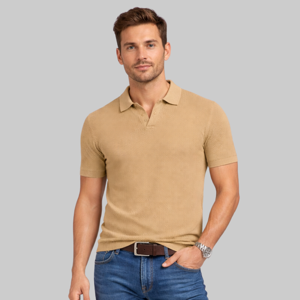 Marco Polo Hombre Estructurada – Camiseta Elegante con Cuello Abierto y Ajuste Moderno