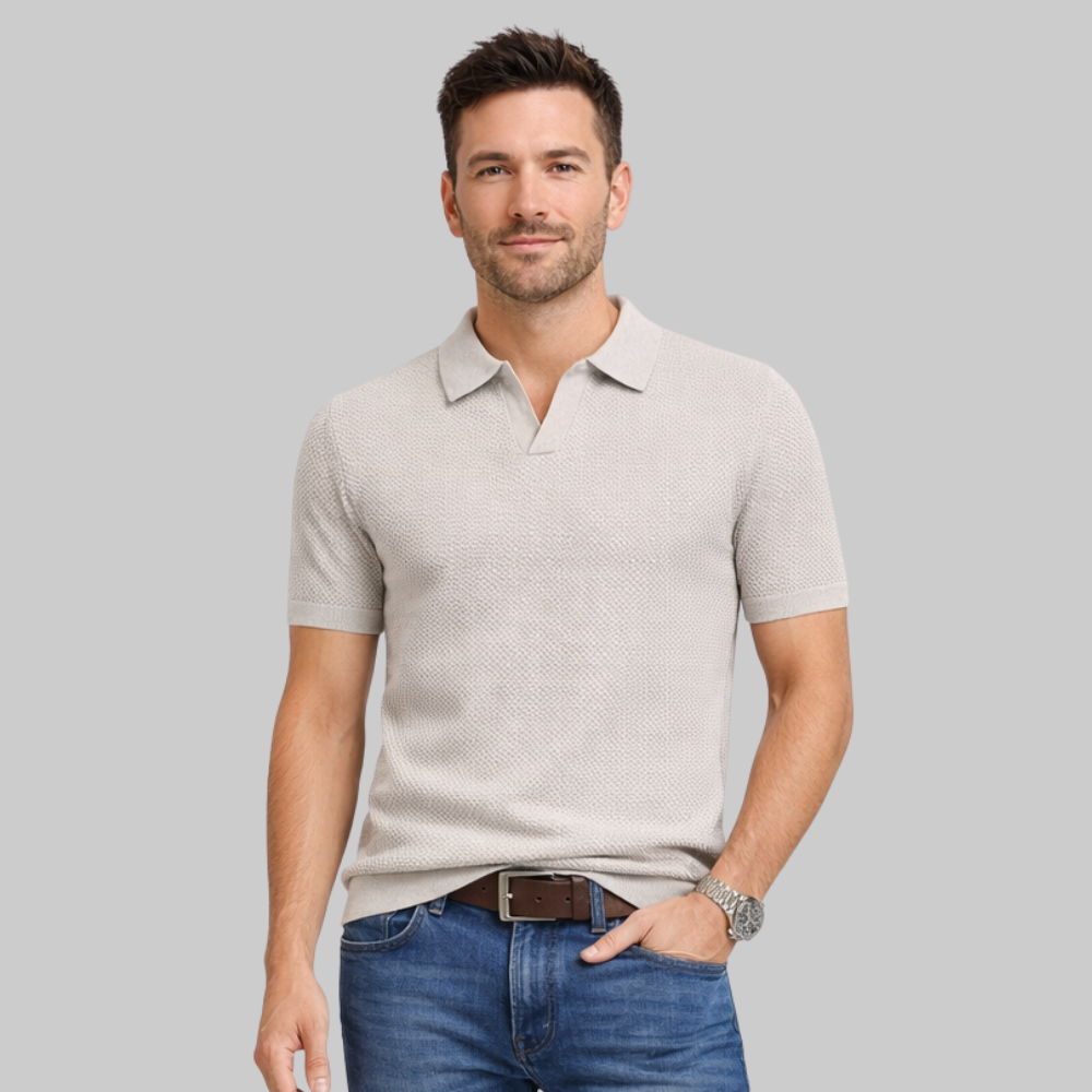 Marco Polo Hombre Estructurada – Camiseta Elegante con Cuello Abierto y Ajuste Moderno