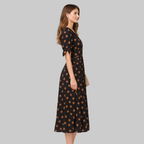Melodie Abito Donna Midi a Pois – Vestito Estivo Elegante con Scollo a V A-Line