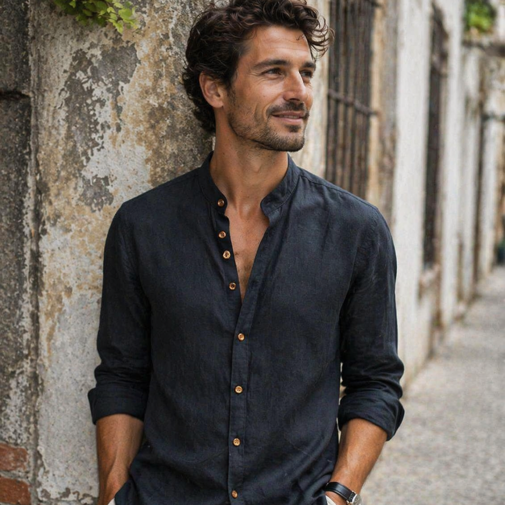 Oscar Camisa Hombre Estilo Japonés – Katana Casual Elegante, Ligera, Ajuste Amplio