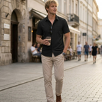 Joseph Men's Stretch Shirt – Summer Short Sleeve Shirt with Pocket