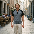 Marco T-Shirt Henley da Uomo – Maglietta in Cotone con Bottoni e Taschino