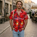 Marco Camicia Hawaiana Uomo – Camicia Tropicale Elasticizzata a Maniche Corte