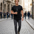 Mauricio T-Shirt Longline da Uomo – Maglietta Hipster Girocollo Casual Premium