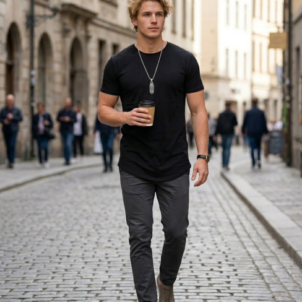 Mauricio T-Shirt Longline da Uomo – Maglietta Hipster Girocollo Casual Premium