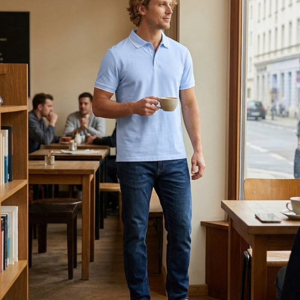 Polo Leonardo pour homme en coton piqué – Polo décontracté élégant à manches courtes