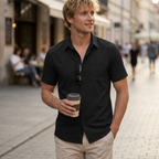 Joseph Men's Stretch Shirt – Summer Short Sleeve Shirt with Pocket